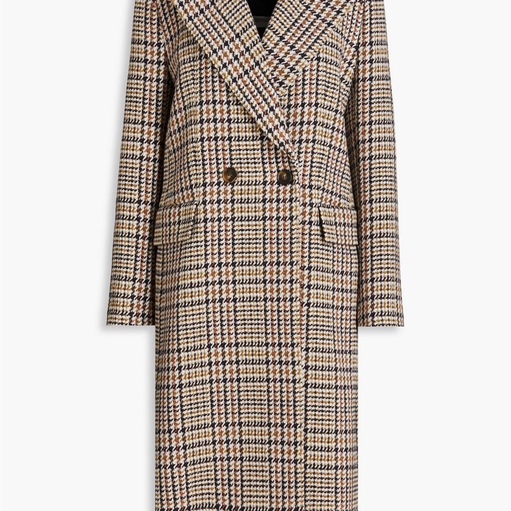 Maje Double Breasted Houndstooth wool blend tweed coat NWT